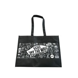 Vans Off The Wall Reusable Tote Bag Black White Graphic Skate Logo Shopping Bag